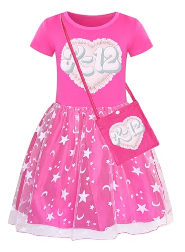 Bauxhie Mädchen K-12 Kleid Rosa Rock Kinder Melanie Cosplay Kostüm mit Tasche Anzug K12 Halloween Kostüme (Rot 1, 11-12 Years) von Bauxhie