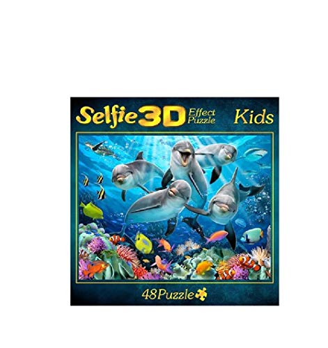 Bavaria Home Style Collection 3D Premium Effekt Puzzle - Selfie Motive Delfin Tiere - 48 Puzzle Teile ab 4 Jahre - tolle Geschenkidee oder mitbringsel (Delfin) von Bavaria Home Style Collection