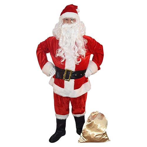 Bavokon Deluxe-Weihnachtsmann-Anzug für Erwachsene und Herren, Deluxe-Weihnachtsmann-Outfit | Weihnachtsmann-Outfit für Männer - Weiches, bequemes Weihnachtsmann-Outfit für Versammlungspartys von Bavokon