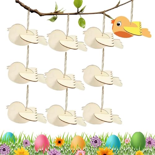 3D Vögel Deko Holz Bastelset,10 Stück 3D Vogel aus Holz Ostern Basteln Kinder,Easter Wood Crafts,Wooden Easter Ornaments for Painting,Basteln Holzanhänger DIY, Jungen und Mädchen von Bavooty