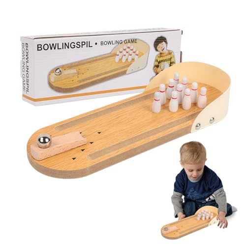 Bavooty Kegelspiel für Kinder,Bowlingkugel,Bowling Set Kinder mit 10 Pins,Bowling Kugeln,Tischbowling,Mini Desktop Bowling,Bowlingkugel Hölzernen Desktop,Erwachsene & Kinder ab 3 J von Bavooty