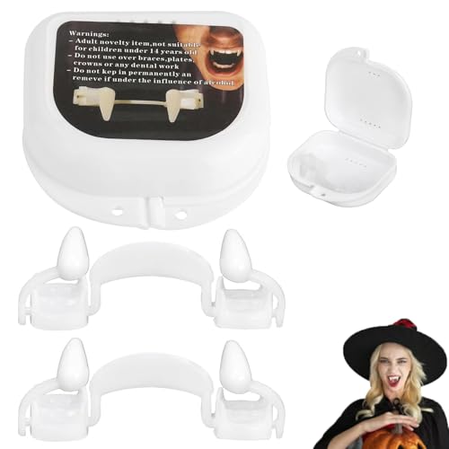 Einziehbare Realistisch Vampir Zähne,Vampir Zähne,Vampirzähne,Vampire Teeth,2 Paar Vampirzähne zum Aufstecken,Einziehbare Vampirzähne,Halloween Horror Deko Party Requisiten für Kinder oder Erwachsene von Bavooty