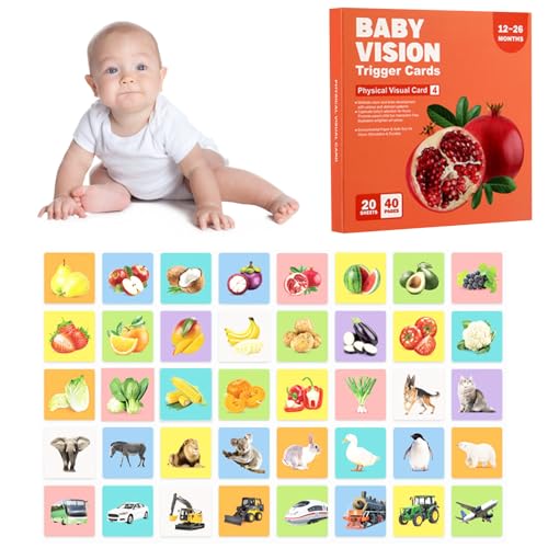 Hohe Kontrast Baby Lernkarten,Baby Lernkarten Hohe Kontrast,Visuelle Stimulation Lernkarten,Memory Matching Spiel,Lernkarten Kinder Lernkarteikarten Zur Sprachförderung,12-36 Monate,20 pcs 40 Seiten von Bavooty