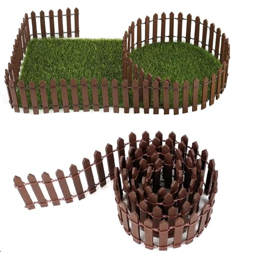 Miniatur Zaun,Mini Deko Gartenzaun,Mini Zaun,Miniatur Gartenzaun Holzzaun,Miniatur Zaun Gartenzaun Holz,Holzzaun Deko,für Miniatur Fee Garten Kit Puppenhaus Zubehör DIY Deko Garten Bonsai,Braun von Bavooty