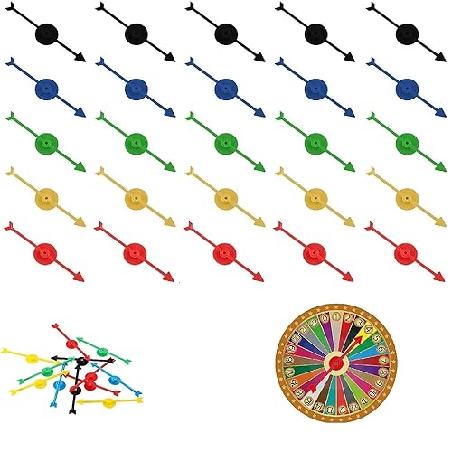 Pfeil Spiel Zeiger Spinner,Kunststoff Pfeil Spinner,Brettspiel Spinner,Pfeil Spinner Set aus Kunststoff,5 Farben Pfeil Spinner Set aus Kunststoff für Spiele und Unterricht 10 cm(3,94 in),25 Stück von Bavooty