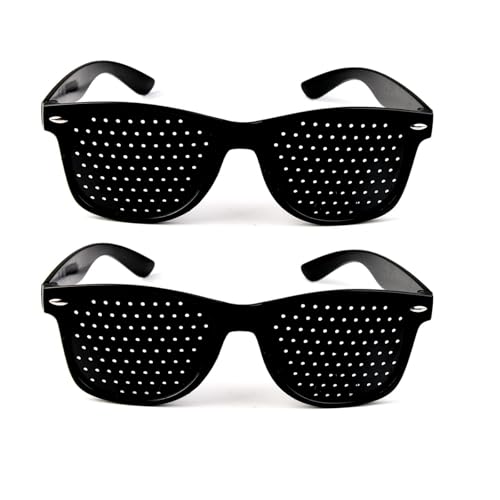 Rasterbrille Pinhole Glasses,Schwarze Rasterbrille,Augentrainer Lochbrille,Gitterbrille Mit Faltbaren,Lochrasterbrille,Multi Dot Brille,Raster Multidot Brillen Zum Augenentspannungstraining,2 Stücke von Bavooty