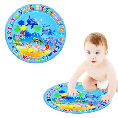 Wassermatte Baby,Wasserspielmatte Baby,Wasserspielmatte Spielzeug,Aufblasbare Bauchzeit Matte,Spielmatte Befüllbar mit Wasser,Aufblasbares Wassermatte für Kinder für Das Wachstum Ihres Baby(65cm) von Bavooty