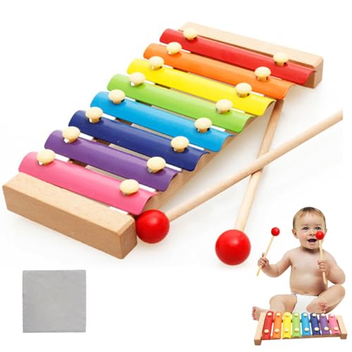 Xylophon,Xylophon Kinder,Glockenspiel für Kinder,Xylophon Baby,Xylophon Holz,Musik Xylophon aus Holz Bunte Tonleiter,Xylophon Glockenspiel Holz Musikinstrumente (8-Keys) von Bavooty