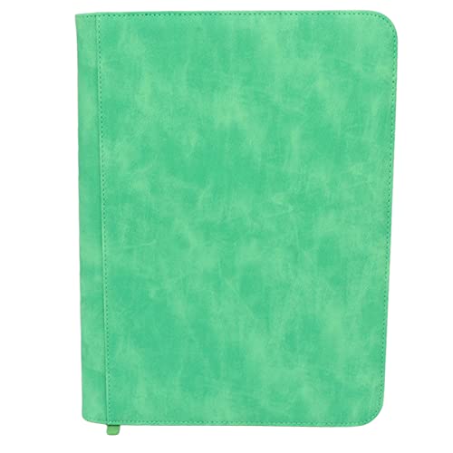 Baxnore 9-Pocket-Kartenordner, wasserdichter PU-Leder-PP-Sammelkartenordner, Kartenbuch mit großer Kapazität, Kartensammelordner mit Reißverschlusshüllen für Karten (Fluoreszierendes Grün) von Baxnore