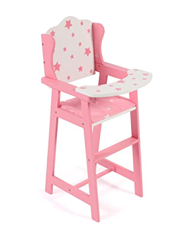 Bayer Chic 2000 - 501-88 - Puppenhochstuhl für Puppen bis 46 cm, Puppenmöbel, Puppenzubehör, Stars pink, 30 x 26.5 x 59 cm von Bayer Chic 2000