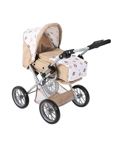 Bayer Chic 2000® 3in1 Kombi Puppenwagen Leni - Bärchen Beige - faltbar, höhenverstellbarer Griff 43-67 cm, Tragetasche – Puppen bis 46 cm, ab 3 J. von Bayer Chic 2000