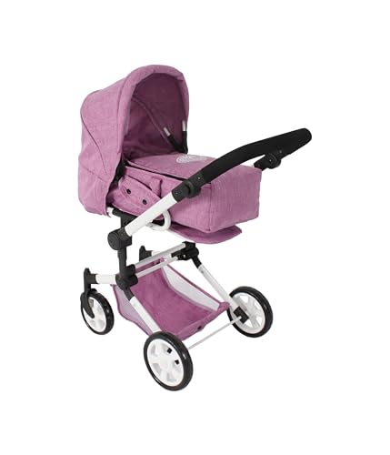 Bayer Chic 2000 - Puppenwagen Jara, 2in1 Kombipuppenwagen mit herausnehmbarer Tragetasche, Puppenkinderwagen für Kinder von 4 bis 8 Jahren, Jeans pink von Bayer Chic 2000