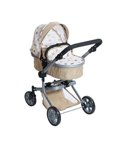 Bayer Chic 2000® 2in1 Puppenwagen Mika – Bärchen Beige – faltbar – höhenverstellbarer Griff 47-80 cm – modernes Gestell – Puppen bis 52 cm – 4-8 J. von Bayer Chic 2000