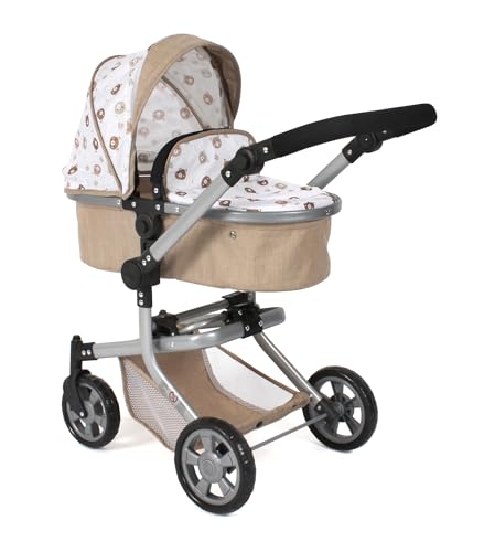 Bayer Chic 2000 595-63 Puppenwagen Mika, 2in1 Kombipuppenwagen für Kinder von 4 bis 8 Jahren, Kinderwagen für Puppen bis 52 cm, Bärchen beige von Bayer Chic 2000