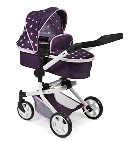 Bayer Chic 2000 - Puppenwagen Mika, 2in1 Kombipuppenwagen für Kinder von 4 bis 8 Jahren, Stars lila von Bayer Chic 2000