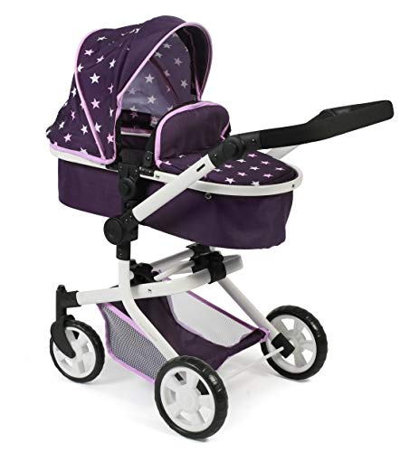 Bayer Chic 2000 - Puppenwagen Mika, 2in1 Kombipuppenwagen für Kinder von 4 bis 8 Jahren, Stars lila, 73 x 41 x 82 cm von Bayer Chic 2000