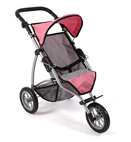 Bayer Chic 2000 - Puppenwagen Leon, Jogging Buggy, Puppenjogger für Kinder von 4 bis 8 Jahren, Melange grau, pink, 75 x 40 x 73.5 cm von Bayer Chic 2000