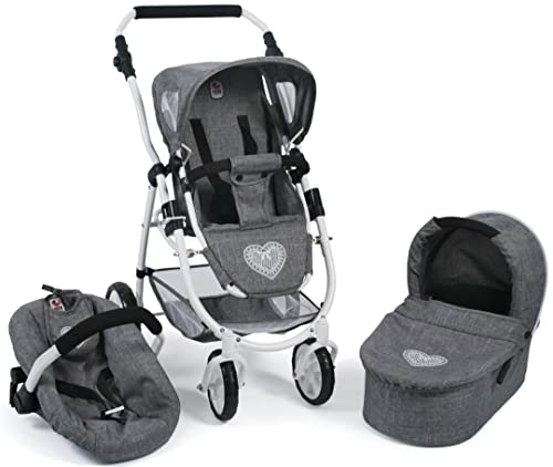 Bayer Chic 2000 637-76 Kombi-Puppenwagen Emotion 3-in-1 All In, Jeans Grau von Bayer Chic 2000