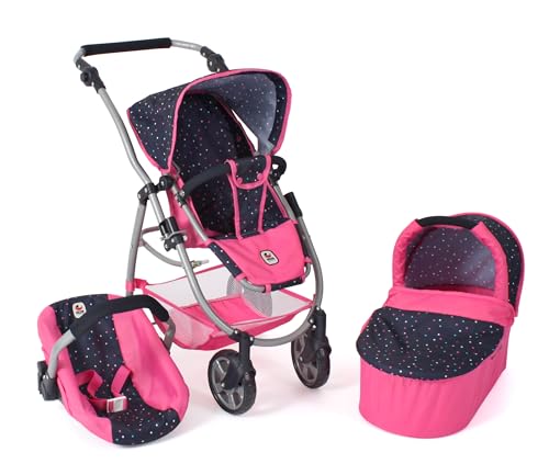 Bayer Chic 2000-640-84 Puppenwagen Emotion All In 2.0-3in1 Puppenwagen-Set bestehend aus Babywanne, Sportsitz und Autositz, Konfetti, pink von Bayer Chic 2000