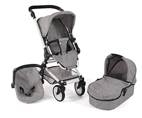 Bayer Chic 2000 645 19 Kombi-Puppenwagen Fides 3-in-1, Jeans grau, 61 x 44,5 x 85 cm von Bayer Chic 2000