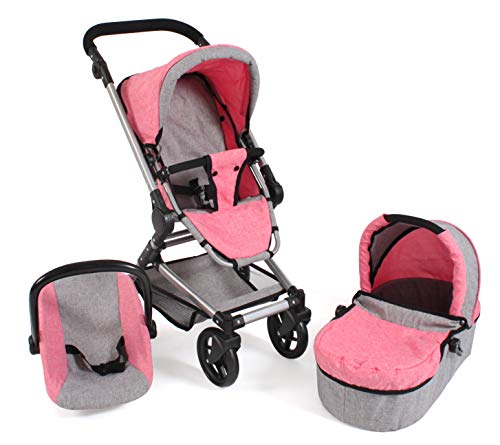 Bayer Chic 2000 645 57 Kombi-Puppenwagen Fides 3-in-1, Melange grau-pink von Bayer Chic 2000