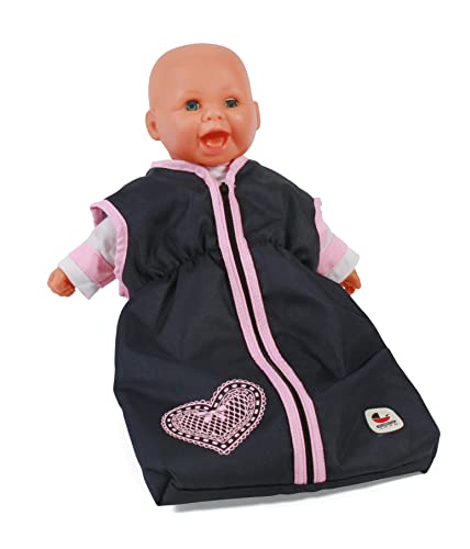 Bayer Chic 2000 792-26 Puppenschlafsack für Baby-Puppen bis 55 cm, Puppenkleidung, Puppenzubehör, Melange grau-Navy von Bayer Chic 2000