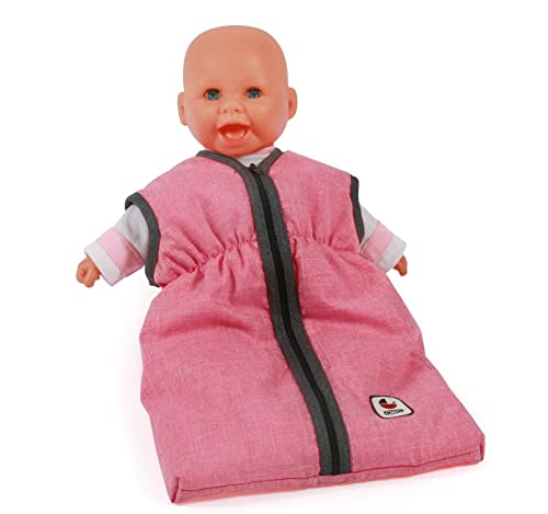 Bayer Chic 2000 792-41 Puppenschlafsack für Baby-Puppen bis 55 cm, Puppenkleidung, Puppenzubehör, Melange anthrazit-pink von Bayer Chic 2000