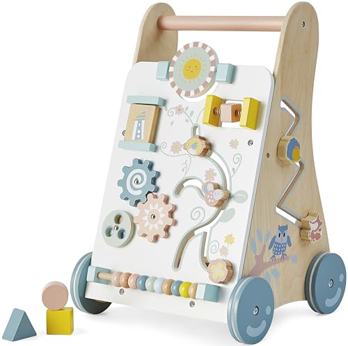 Bayer Chic 2000 - Lauflernwagen aus Holz, bunt, Lauflernhilfe, mit Motorikspielzeug, mit gummierten Holzrädern, Activity-Walker, 435-10 von Bayer Chic 2000