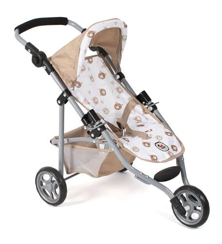 Bayer Chic 2000 - Puppenbuggy Lola, Kinderwagen für Puppen bis ca. 50 cm Größe, Jogging-Buggy, Puppenjogger, Puppenwagen, Bärchen beige von Bayer Chic 2000