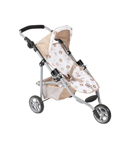 Bayer Chic 2000 - Puppenbuggy Lola, Kinderwagen für Puppen bis ca. 50 cm Größe, Jogging-Buggy, Puppenjogger, Puppenwagen, Bärchen beige von Bayer Chic 2000