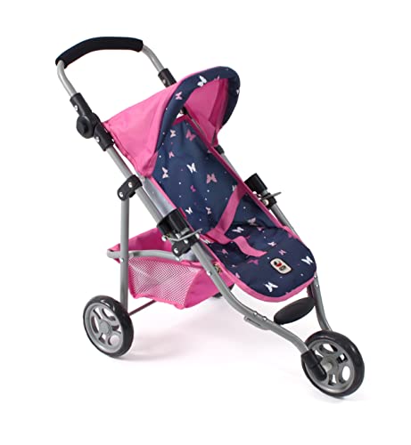 Bayer Chic 2000 - Puppenbuggy Lola, Jogging-Buggy, Puppenjogger, Puppenwagen, Butterfly, 612-33, Navy, Pink von Bayer Chic 2000