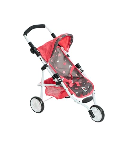 Bayer Chic 2000® Puppenbuggy Lola – Butterfly Koralle – Faltbarer Puppenwagen – Griff höhenverstellbar 33-62 cm – 3-Rad Jogger – Puppen bis 50 cm – 3-6 J. von Bayer Chic 2000