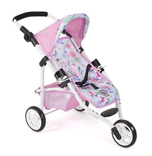 Bayer Chic 2000 - Puppenbuggy Lola, Jogging-Buggy, Puppenjogger, Puppenwagen, Flowers, 612-53, Flowers, Rosa, 70 x 33 x 62 cm von Bayer Chic 2000