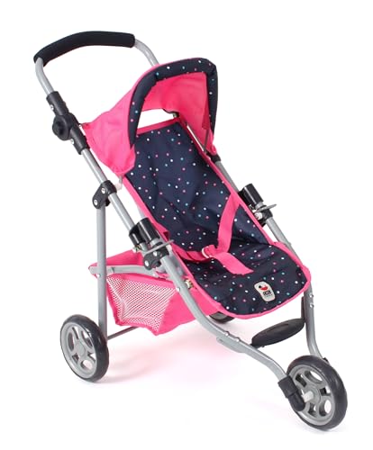 Bayer Chic 2000® Puppenbuggy Lola – Konfetti Pink– Faltbarer Puppenwagen – Griff höhenverstellbar 33-62 cm – 3-Rad Jogger – Puppen bis 50 cm – 3-6 J. von Bayer Chic 2000