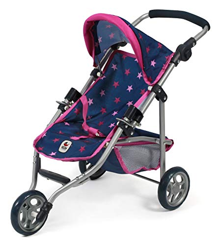 Bayer Chic 2000 - Puppenbuggy Lola, Jogging-Buggy, Puppenjogger, Puppenwagen, Stars Navy, pink, 70 x 33 x 62 cm von Bayer Chic 2000