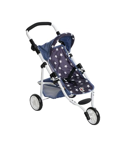 Bayer Chic 2000 - Puppenbuggy Lola, Kinderwagen für Puppen bis ca. 50 cm Größe, Jogging-Buggy, Puppenjogger, Puppenwagen, Sternchen navy von Bayer Chic 2000