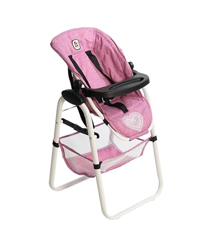 Bayer Chic 2000® Puppenhochstuhl – Jeans Pink – Verstellbar & klappbar – Rückentrage & Gepäcknetz – Puppen bis 50 cm – Puppenzubehör 3-8 J. von Bayer Chic 2000