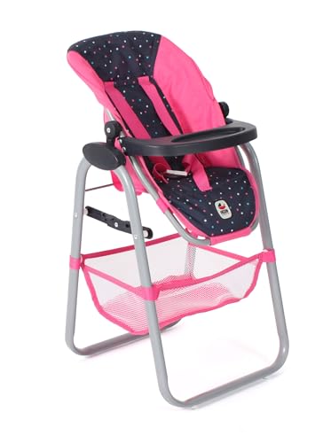 Bayer Chic 2000 - Puppenhochstuhl für Kinder von 3-8 Jahren, Hochstuhl für Puppen, Puppenmöbel, Puppenzubehör, Konfetti pink, 655-84 von Bayer Chic 2000