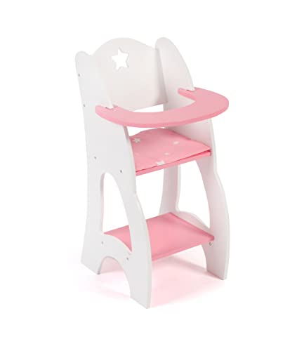 Bayer Chic 2000 - Puppenhochstuhl für Puppen bis 46 cm, Hochstuhl für Puppen aus Holz, Puppenmöbel, Puppenzubehör, Stars pink von Bayer Chic 2000