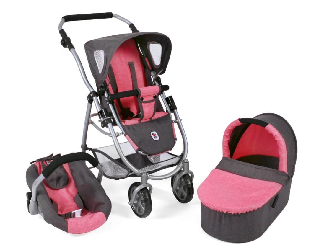 Bayer Chic 2000 Puppenwagen 3 in 1 Kombi EMOTION ALL IN in Melange anthrazit-pink von Bayer Chic 2000