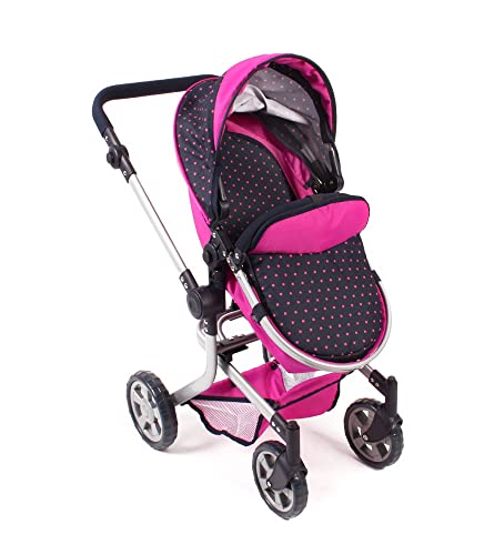 Bayer Chic 2000 - Puppenwagen Mika, 2in1 Kombipuppenwagen für Kinder von 4 bis 8 Jahren, Dots pink von Bayer Chic 2000