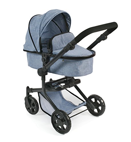 Bayer Chic 2000 - Puppenwagen Mika, 2in1 Kombipuppenwagen für Kinder von 4 bis 8 Jahren, Jeans blau, 73 x 41 x 82 cm von Bayer Chic 2000