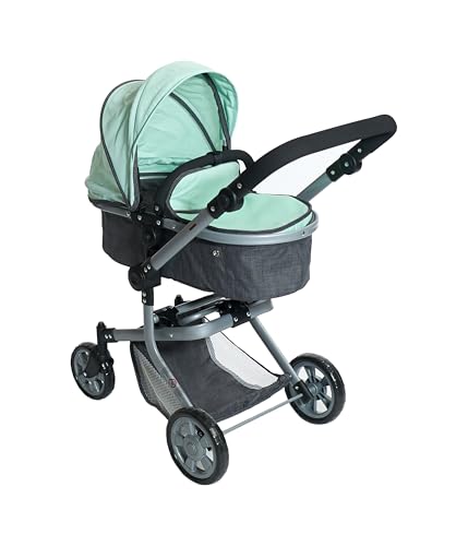 Bayer Chic 2000® 2in1 Puppenwagen Mika – Melange Mint – faltbar – höhenverstellbarer Griff 47-80 cm – modernes Gestell – Puppen bis 52 cm – 4-8 J. von Bayer Chic 2000