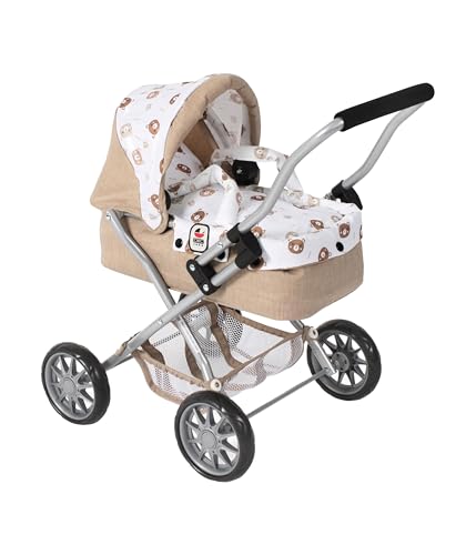 Bayer Chic 2000 - Puppenwagen Smarty, Kleiner Kinderpuppenwagen für Kinder ab 2 Jahren, Spielzeugkinderwagen, Bärchen, beige von Bayer Chic 2000