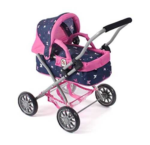 Bayer Chic 2000 - Puppenwagen Smarty, Kleiner Puppenwagen für Kinder ab 2 Jahren, Butterfly, Navy-pink, 555-33 von Bayer Chic 2000