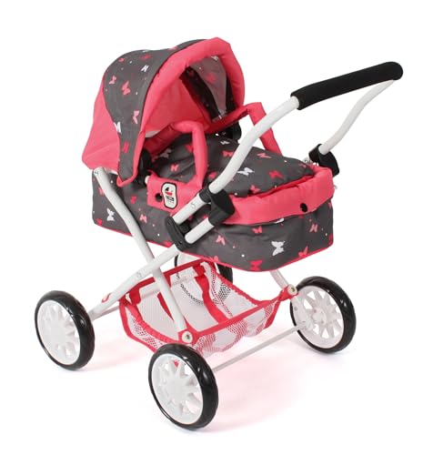 Bayer Chic 2000 - Puppenwagen Smarty, Kleiner Kinderpuppenwagen für Kinder ab 2 Jahren, Spielzeugkinderwagen, Butterfly, Koralle von Bayer Chic 2000