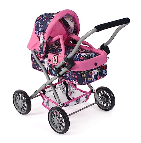 Bayer Chic 2000 - Puppenwagen Smarty, Kleiner Puppenwagen für Kinder ab 2 Jahren, Einhorn, Navy-pink, 555-43 von Bayer Chic 2000