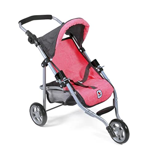 Bayer Chic 2000 - Puppenbuggy Lola, Jogging-Buggy, Puppenjogger, Puppenwagen, Melange anthrazit-pink, 50 cm, 70 x 33 x 62 cm von Bayer Chic 2000