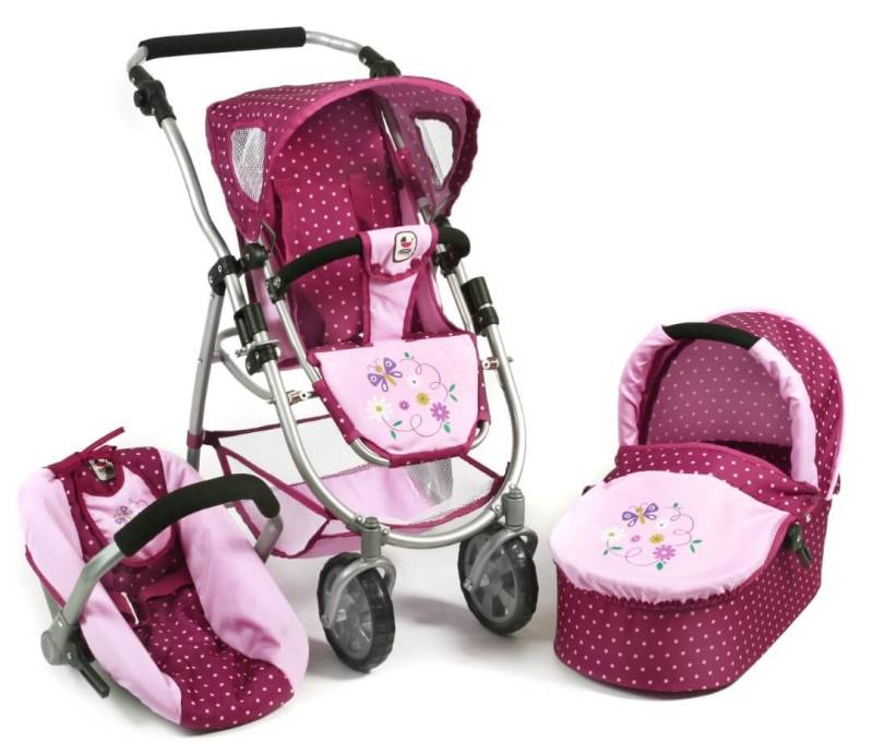 Kombipuppenwagen, 3 in 1 Emotion ALL IN Dessin Dots Brombeere von Bayer Chic 2000