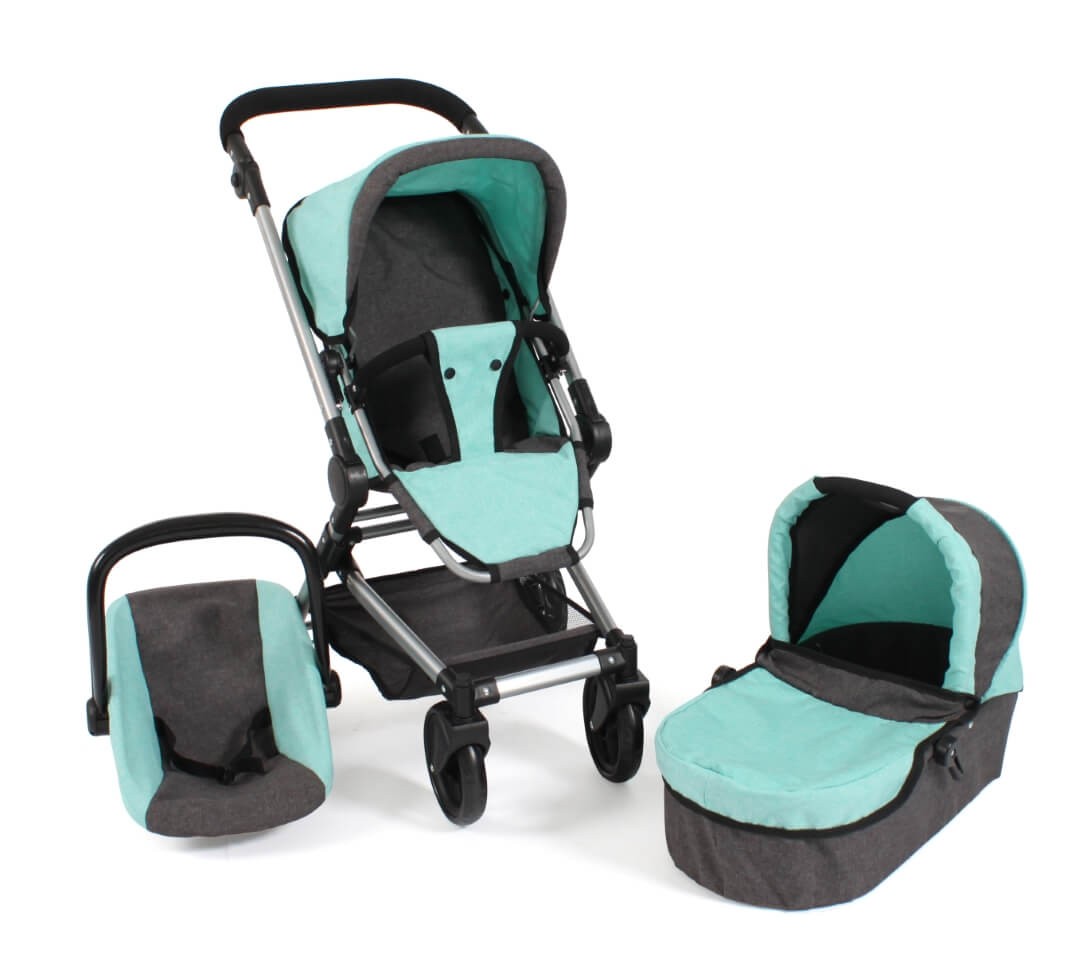 Kombipuppenwagen Fides 3 in 1 Melange anthrazit-mint von Bayer Chic 2000